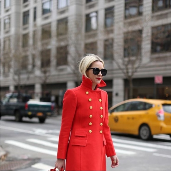 J.Crew Townhouse Red Wool Double-Breasted Women's Coat - Picture 5 of 10
